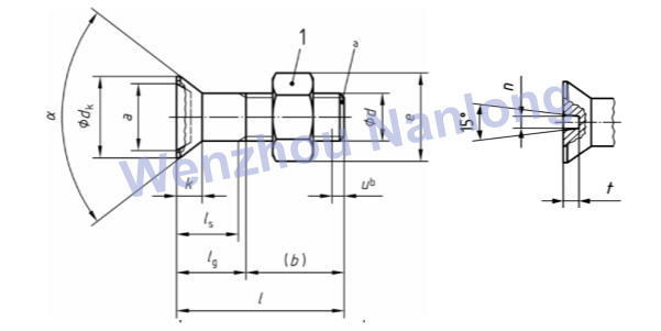 DIN 7969 - Slotted countersunk head bolts with hexagon nut for steel structures